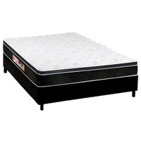Cama Box Casal: Colchão Espuma D45 Castor Black e White Air + Base CRC Courano Black(138x188)