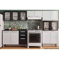 Cozinha Modulada Completa Evidence 4 Peças (2 Armários + 1 Balcão + 1 Paneleiro) C4P59 Branco/Preto - Bertolini
