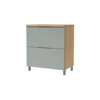 Balcão Cozinha p/Cooktop Marquesa 1 Porta Basculante e 1 Gaveta c/ Tampo 80cm Nature/Verde - Nesher
