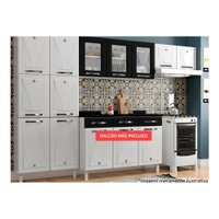 Cozinha Modulada Completa Star New 3 Peças (2 Armários + 1 Paneleiro) CPT106 Branco/Preto - Telasul
