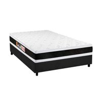 Cama Box Casal: Colchão Espuma D45 Castor Black e White AIR Double Face + Base CRC Suede Gray(138x188)