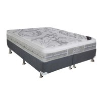 Cama Box King: Colchão Molas Ensacadas Castor Pocket Super Luxo Látex Push + Base CRC Suede Gray(193x203)