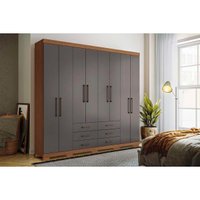Guarda Roupa 8 Portas e 6 Gavetas c/ Pés Master 8.6 Jatoba/Grafitte - Santos Andirá