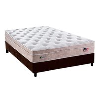 Cama Box Casal: Colchão Molas MasterPocket Ensacadas Plumatex   Miami + Base CRC Suede Marrom(138x188)