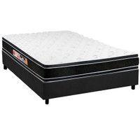 Cama Box Casal: Colchão Espuma Castor D33 Black e White + Base CRC Suede Gray(138x188)