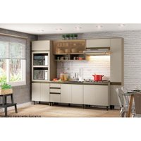 Cozinha Completa Connect 8 Peças (2 Armários + 2 Balcões + 2 Paneleiros + 2 Complementos) C8P14 Duna/Cristal - Henn