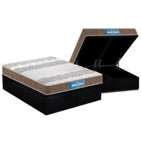 Cama Box Baú Queen: Colchão Espuma Probel D33 / EP Guarda Costas PróIntense Double Face + Base CRC Suede Black(158x198)