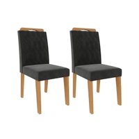 Cadeira Sala de Jantar Paola Kit 2 Un Nature/Suede Chumbo - Cimol