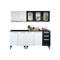 Kit de Cozinha Completa 4 Peças Evidence  (2 Armários + 2 Balcões) C4P38 Branco/Preto - Bertolini