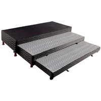 Cama Box Base c/2 Auxiliares Solteiro Universal Rústico Bordado Black (88x188x32) - Paropas