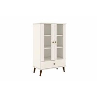 Cristaleira Sala Jantar RT3107 c/ 2 Portas e 1 Gaveta Off White - Movelbento