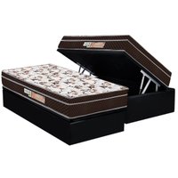 Cama Box Baú Solteiro: Colchão Espuma Polar D28 / EP Orthopremium Hiper Resistence + Base CRC Suede Black(88x188)