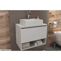 Conjunto de Banheiro Balcão Suspenso BN3606 c/ Cuba Pia BN3600 60cm cor Branco - Tecno Mobili