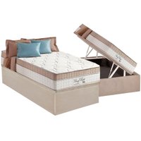 Cama Box Baú Solteiro: Colchão Molas MasterPocket Ensacadas Anjos   King Best + Base CRC Suede Clean(88x188)