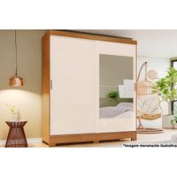 Guarda Roupas 2 Portas de Correr e 2 Gavetas c/ Espelho Briz B74 Nature/Off White - Henn