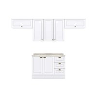 Kit de Cozinha Modulada 5 Peças Americana  (3 Armários + 1 Balcão + 1 Complemento) C5P11 Branco - Henn