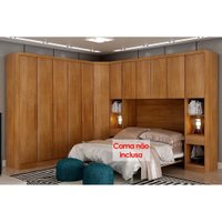 Quarto Modulado Rizon 7 Peças (1 Armário Ponte + 1 Closet + 3 Guarda Roupas + 2 Complementos) QC211 Freijo Cumaru