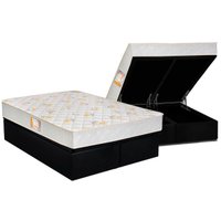 Cama Box Baú Queen: Colchão Espuma Castor D28 Sleep Max Duplo + Base CRC Suede Black(158x198)