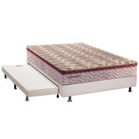 Cama Box c/Auxiliar Casal: Colchão Paropas MasterPocket Esplêndido Bordô + Base CRC Courano Branco(138x188)
