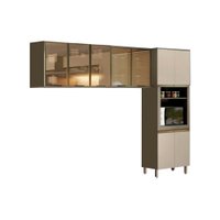Kit de Cozinha Completa 3 Peças Connect  (2 Armários + 1 Paneleiro) CPT15 Duna/Cristal - Henn