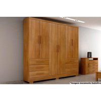 Guarda Roupa Casal 4 Portas e 6 Gavetas c/Pés Encant Cumaru - Novo Horizonte