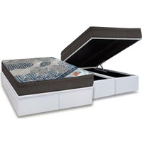 Cama Box Baú Queen: Colchão Molas SuperPocket Ensacadas Ortobom  Fort Tech ISO + Base CRC Courano White(158x198)