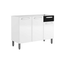 Módulo Cozinha Bertolini Evidence   7022 3 Portas e 1 Gaveta s/ Tampo Branco/Preto