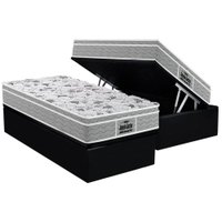 Cama Box Baú Solteiro: Colchão Anatômico Probel D45 / EP Guarda Costas PróExtreme Plus + Base CRC Suede Black(88x188)