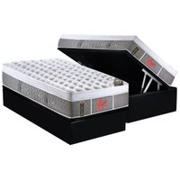 Cama Box Baú Solteiro: Colchão Molas Castor Pocket Light Stress Oxygen New Plush + Base CRC Courano Black(88x188)
