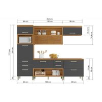 Kit de Cozinha Modulada 4 Peças Princesa  (1 Armário + 2 Balcões + 1 Paneleiro) C4P16 Freijo/Off White - Nesher