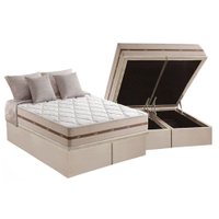 Cama Box Baú Queen: Colchão Molas Anjos MasterPocket Ensacadas Classis + Base CRC Suede Clean(158x198)