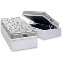 Cama Box Baú Solteiro: Colchão Ortopédico Probel D45 / EP Guarda Costas PróExtreme Plus + Base CRC Courano White(88x188)