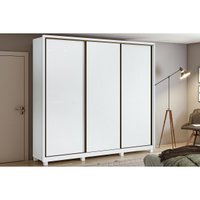 Guarda Roupa Casal 3 Portas de Correr e 6 Gavetas c/ Pés Spazio Branco - Lopas