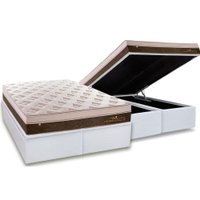 Cama Box Baú Queen: Colchão Molas Plumatex MasterPocket Ensacadas Personalle + Base CRC Courano White(158x198)