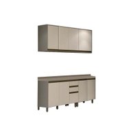 Cozinha Modulada Henn Connect  6 Peças (2 Armários + 2 Balcões + 2 Complementos) C6P07 Duna/Cristal