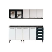 Kit de Cozinha Modulada 4 Peças Evidence  (2 Armários + 2 Balcões) C4P41 Branco/Preto - Bertolini