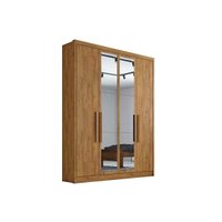 Guarda Roupa Casal 4 Portas e 3 Gavetas c/ Epelho Moderni Plus Cumaru - Novo Horizonte