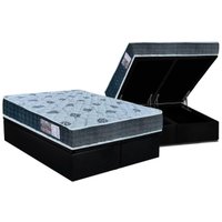 Cama Box Baú Queen: Colchão Ortopédico Orthoflex D45 / EP Cecina + Base CRC Suede Black(158x198)