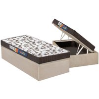 Cama Box Baú Solteiro: Colchão Ortopédico Polar D28 / EP Orthoface Class + Base CRC Suede Clean(88x188)