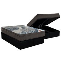 Cama Box Baú Queen: Colchão Molas SuperPocket Ensacadas Ortobom Fort Tech ISO + Base CRC Courano Black(158x198)