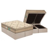 Cama Box Baú Queen: Colchão Espuma Polar D45 Pérola + Base CRC Suede Clean(158x198)