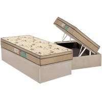 Cama Box Baú Solteiro: Colchão Espuma Polar D45 Pérola + Base CRC Suede Clean(88x188)
