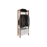 Guarda Roupa Closet Solteiro AZ1011 Armário Alto c/ 1 Prateleira e 2 Gavetas Amêndoa/Branco - Tecno Mobili