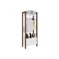 Guarda Roupa Closet Solteiro AZ1011 Armário Alto c/ 1 Prateleira e 2 Gavetas  Branco/Nogal - Tecno Mobili