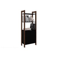 Guarda Roupa Closet Solteiro Armário Alto 2 Prats 2 Portas AZ1009 Preto/Nogal - Tecno Mobili