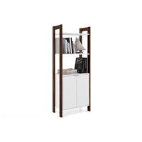Guarda Roupa Closet Solteiro AZ1009 Armário Alto c/ 2 Prateleiras e 2 Portas  Branco/Nogal - Tecno Mobili