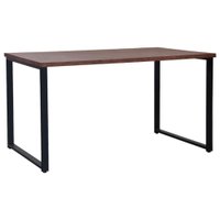 Mesa Jantar Cozinha I07 Madeira Taeda 180x77 cm Castanho Aço Preto Dmobiliario