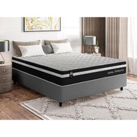 Conjunto Cama Box c/ Molas Ensacadas Durham Preto Casal 138x188x60 692897