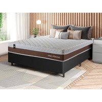 Conjunto Cama Box c/ Molas Ensacadas Venice Marrom Casal 138x188x60 692899
