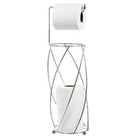 Suporte para 4 Rolos Papel Higiênico de Chão Espiral Aramado Aço Cromado Utimil